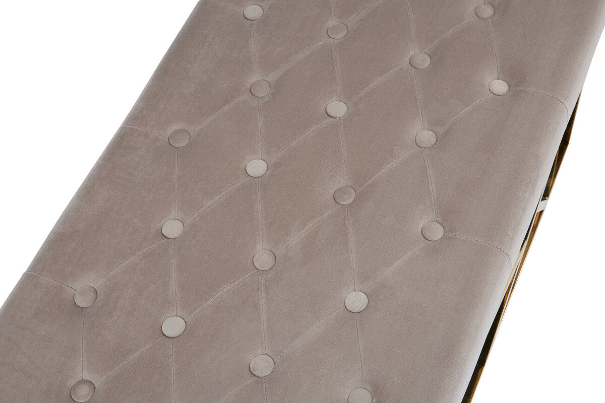 Allure Mink Velvet Bench with  Gold Finish Frame