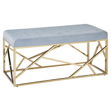 Allure Gold And Powder Blue Velvet Bench