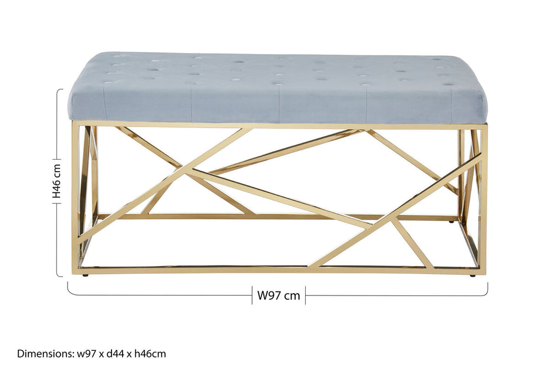 Allure Gold And Powder Blue Velvet Bench