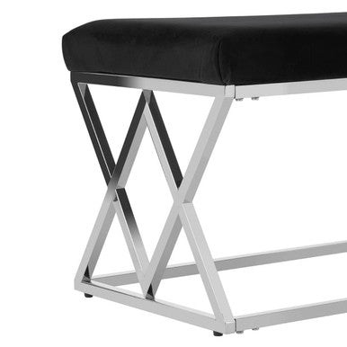 Allure Black Velvet  Bench with Silver legs - Image 5