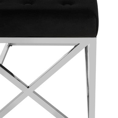 Allure Black Tufted Seat And Silver Finish Bench - Image 5