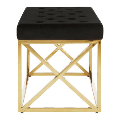 Allure Black Tufted Seat And Gold Finish Bench