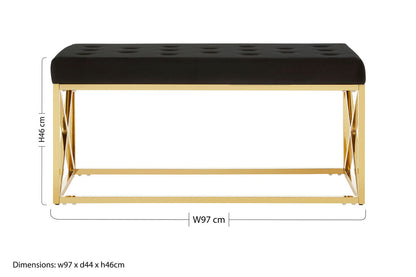 Allure Black Tufted Seat And Gold Finish Bench