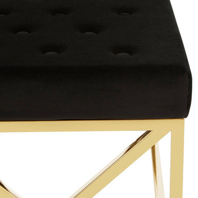 Allure Black Tufted Seat And Gold Finish Bench