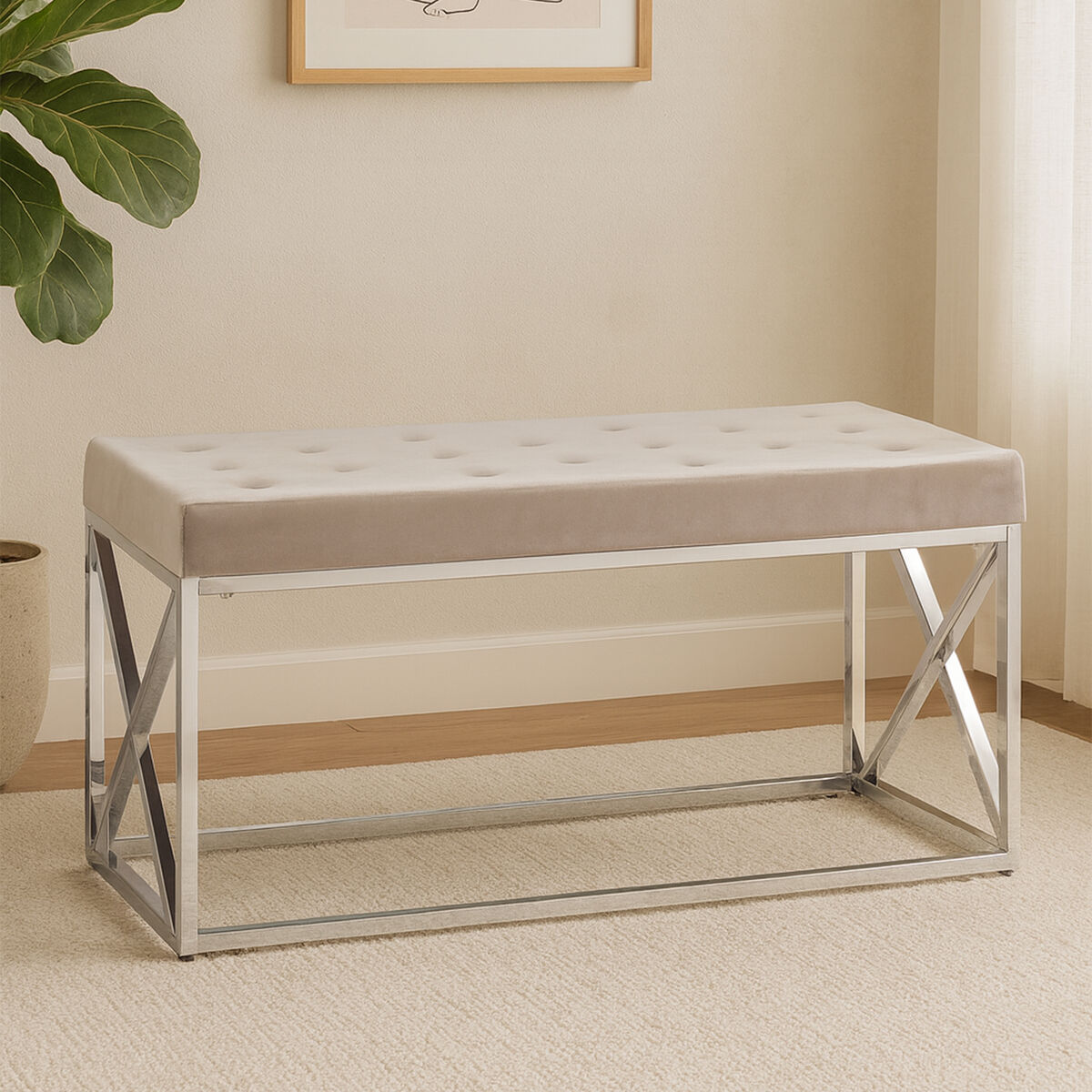 Allure Mink Tufted Bench