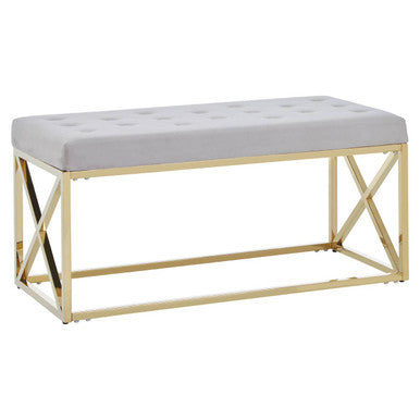 Allure Mink Velvet Gold Finish Bench