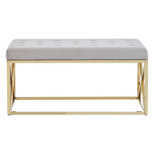 Allure Mink Velvet Bench with Gold Finish Base