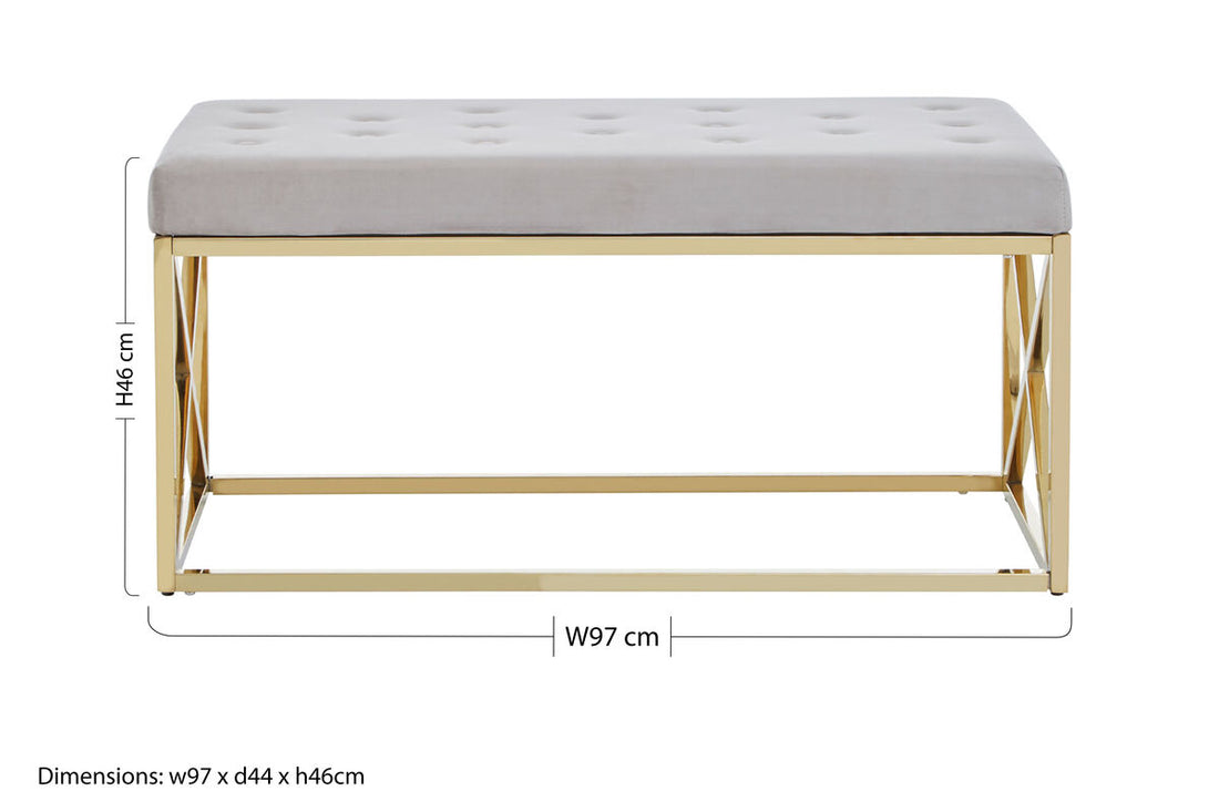 Allure Mink Velvet Gold Finish Bench