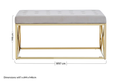 Allure Mink Velvet Gold Finish Bench