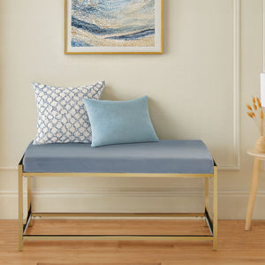 Allure Powder Blue Velvet Bench with Gold Finish Frame