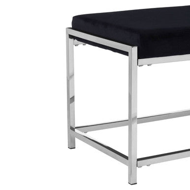 Allure Black Seat And Silver Metal Frame Bench