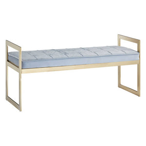 Allure Powder Blue And Gold Tufted Bench