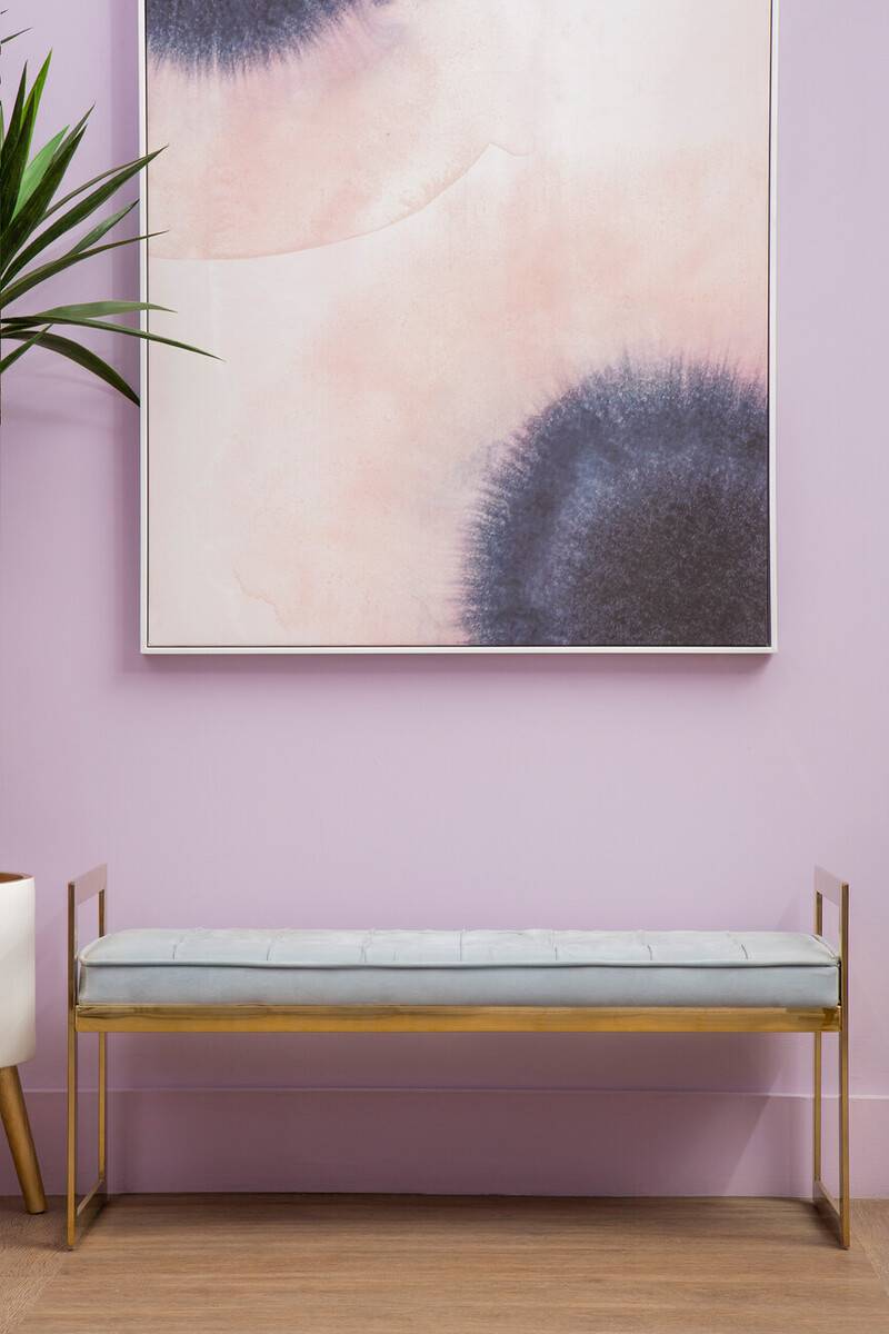 Allure Powder Blue And Gold Tufted Bench