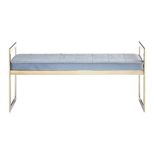 Allure Powder Blue And Gold Tufted Bench