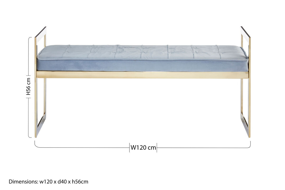 Allure Powder Blue And Gold Tufted Bench
