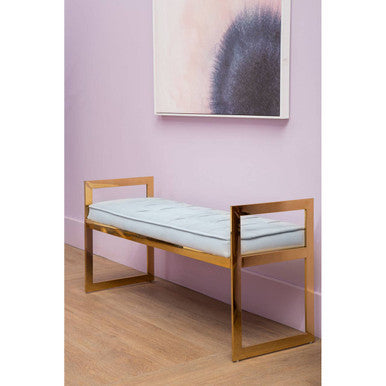Allure Powder Blue And Gold Tufted Bench - Image 3