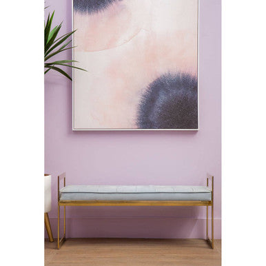 Allure Powder Blue And Gold Tufted Bench - Image 4