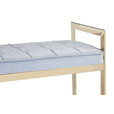 Allure Powder Blue And Gold Tufted Bench