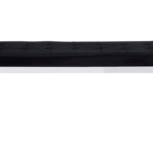 Allure Black Velvet and Silver Finish Long Bench