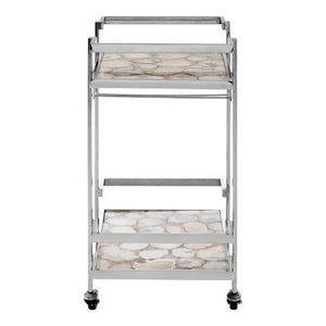 Vita White Agate Drinks Trolley