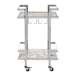 Vita White Agate Drinks Trolley