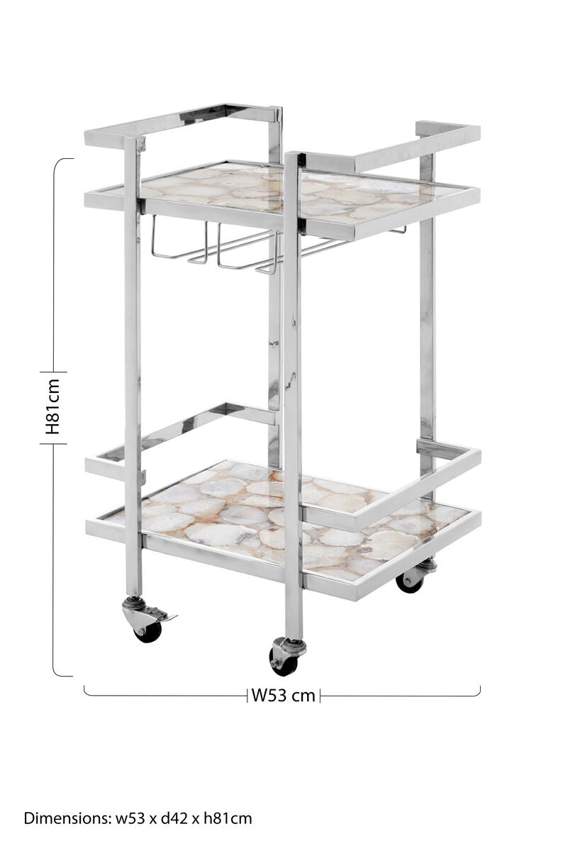 Vita White Agate Drinks Trolley