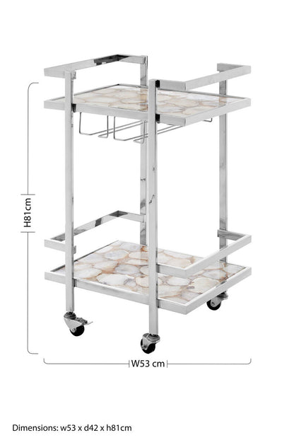 Vita White Agate Drinks Trolley