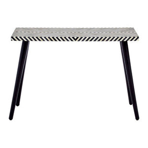 Boho Black and White Bone Inlay Acacia Wood Console Table