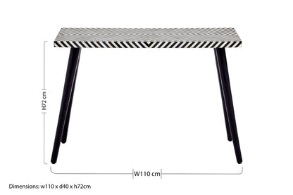 Boho Black and White Wooden Console Table