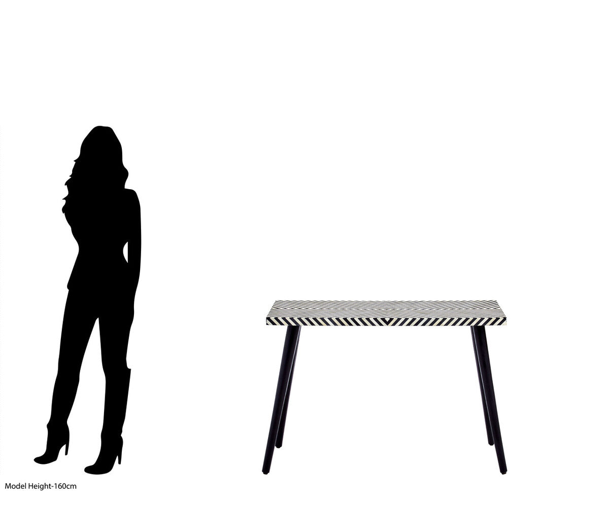 Boho Black and White Wooden Console Table