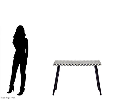 Boho Black and White Wooden Console Table