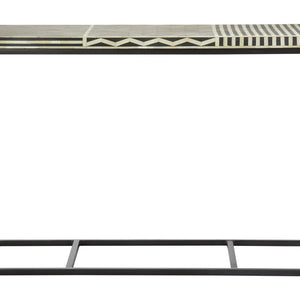 Boho Black and White Bone Inlay Mango Wood Console Table