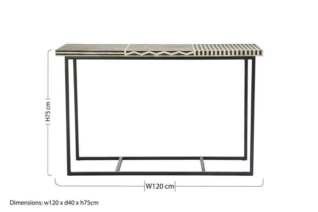 Boho Mango Wood with Bone Inlay Console Table - Image 6