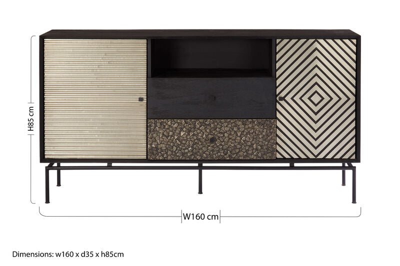 Boho Patterned 2 Door Sideboard with Drawers - Image 9