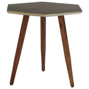 Boho Grey Sheesham Wood Hexagonal Side Table