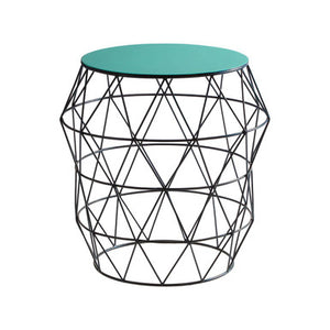 Corina Green Enamel Side Table with Black Finish Base