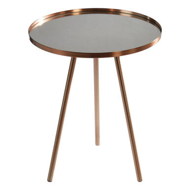 Corra Copper Finish Mirrored Glass Top Side Table