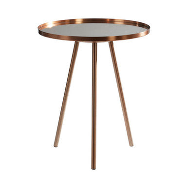Corra Copper Finish Mirrored Glass Top Side Table