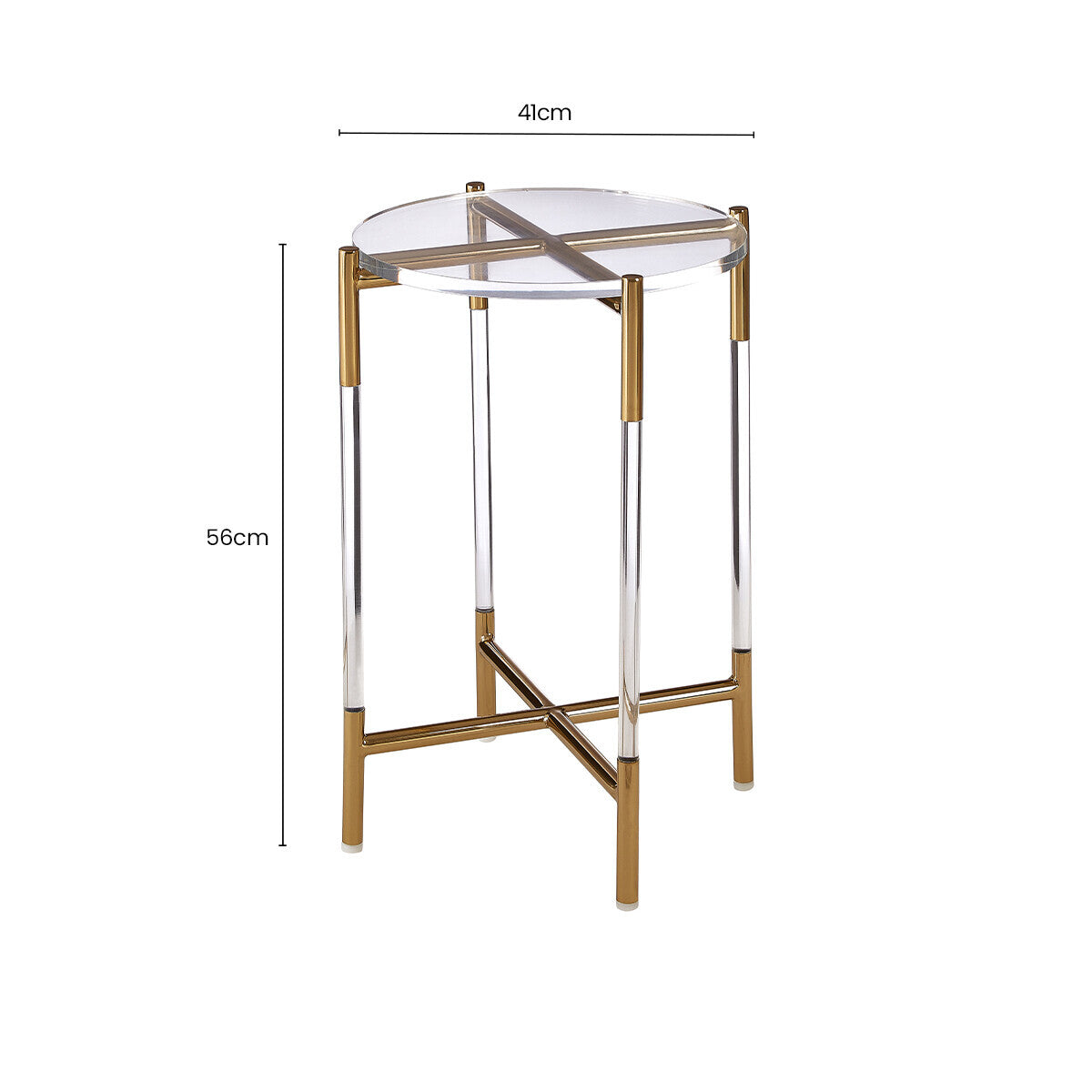 Gold Finish Side Table with Acrylic Accents | Miley