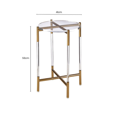 Gold Finish Side Table with Acrylic Accents | Miley