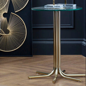 Miley Gold Finish Side Table with Clear Glass Top