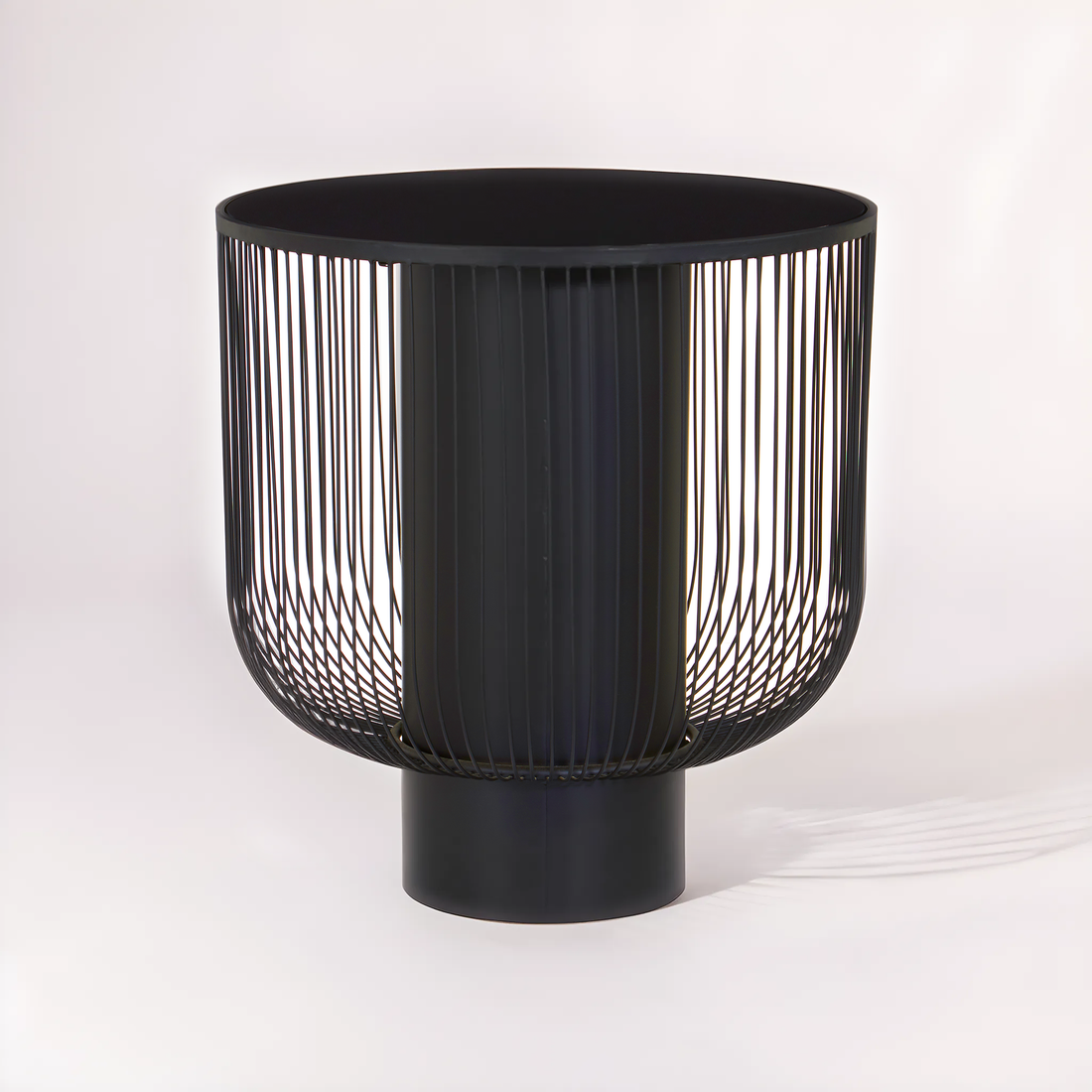 Trento End Table With Black Glass Top