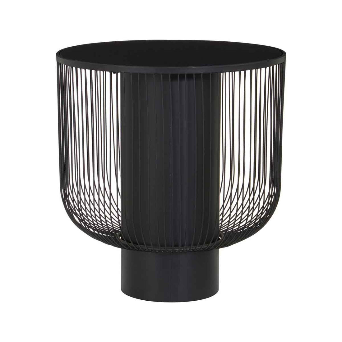 Trento End Table With Black Glass Top