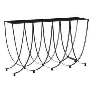 Trento Console Table With Black Glass Top