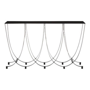 Trento Console Table With Black Glass Top