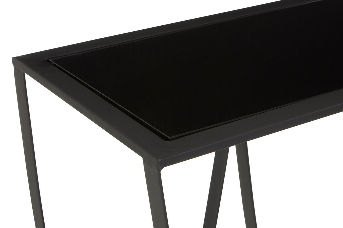Trento Console Table With Black Glass Top