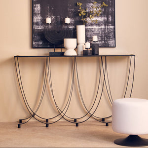 Trento Black Glass Top Console Table