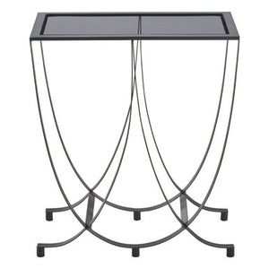 Trento Black Console Table With Grey Glass Top