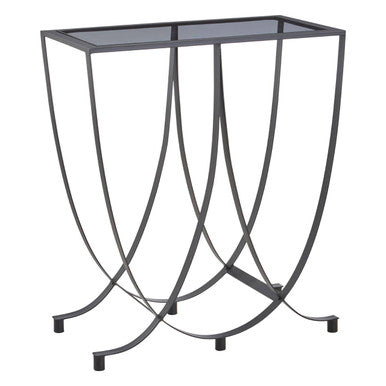 Trento Black Console Table With Grey Glass Top