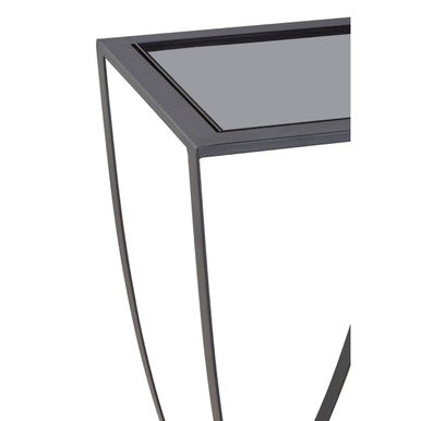 Trento Black Console Table With Grey Glass Top
